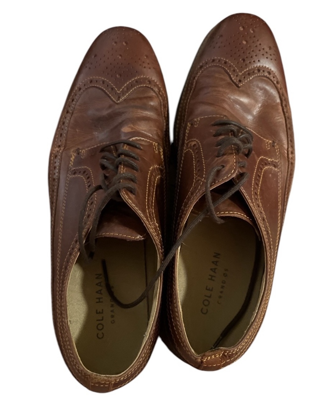 Cole Haan Grand Wingtip Shoes Brown 10.5M